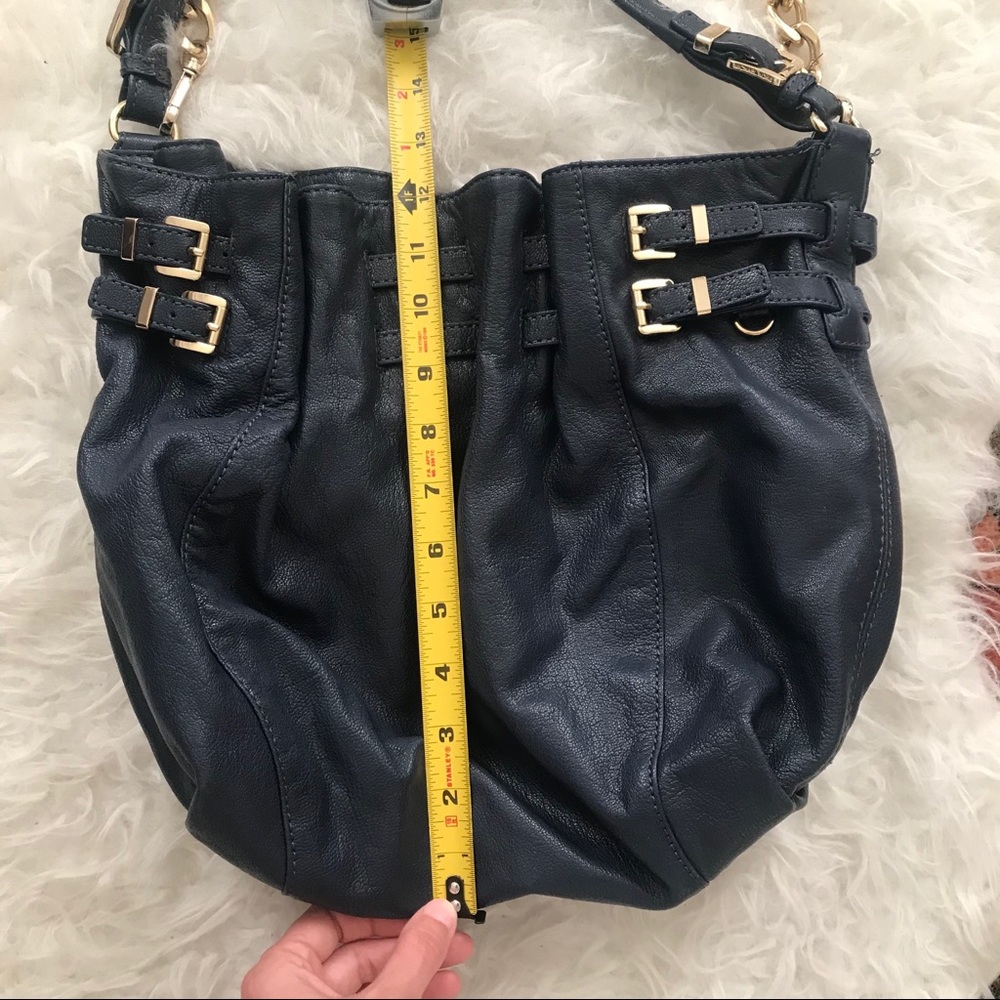 Michael Kors Buckle Bucket Shoulder Bag Navy - Picture 15 of 16
